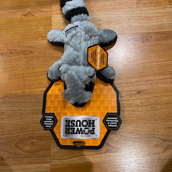 EW! POWER HOUSE RACCOON DOG TOY PREMIUM MINI TOUGH PLUSH w/ SQUEAKERS 11” - Picture 5 of 5